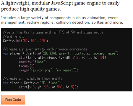 Crafty is a lightweight modular JavaScript game engine